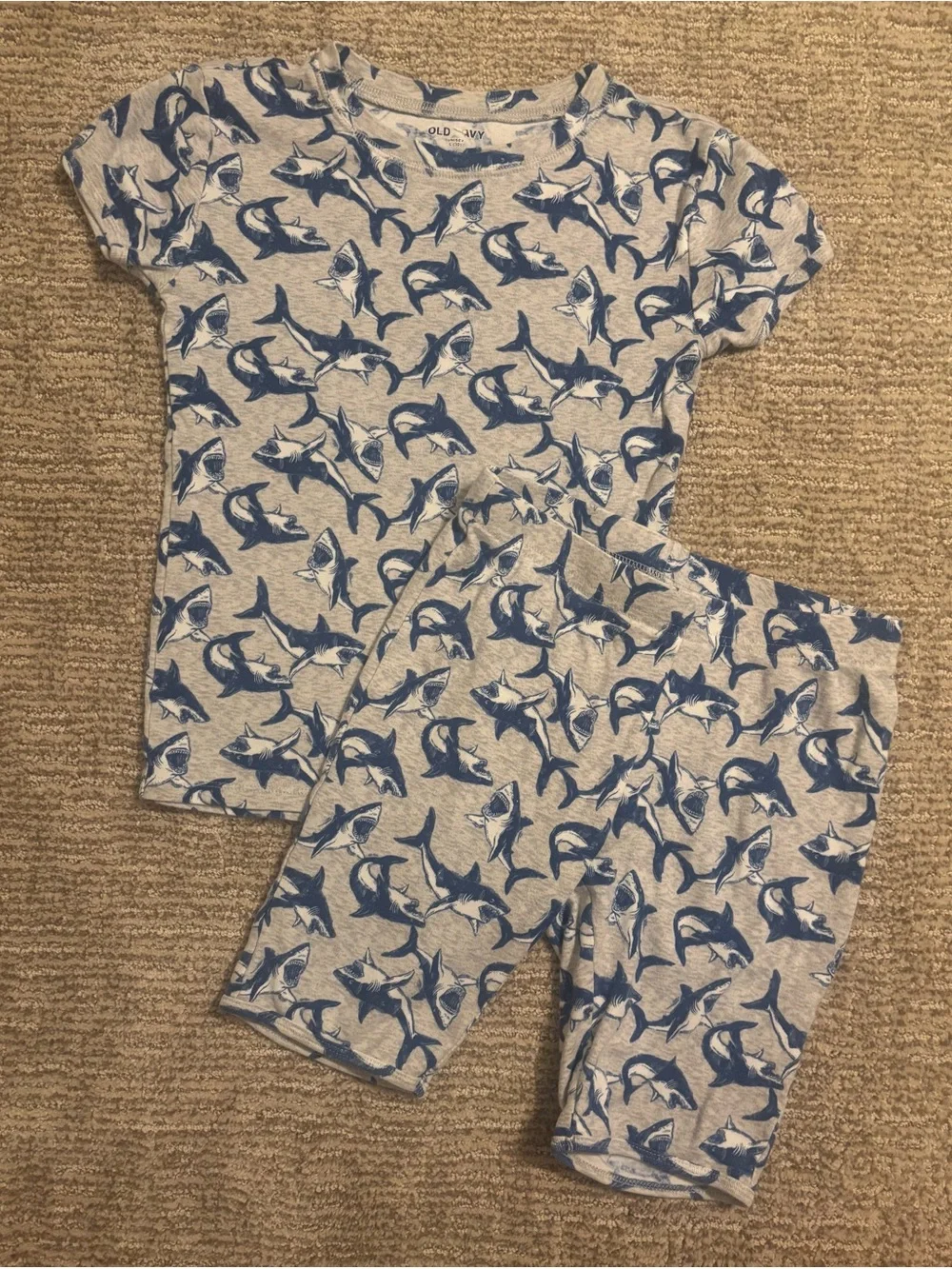 Old Navy Snug-Fit Pajama Shorts Set in Shark Zone Print / Large